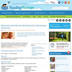 Phonemic Activities for the Preschool or Elementary Classroom