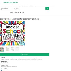Back to School Activities f... by The Daring English Teacher