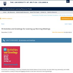 99 Activities and Greetings for Livening up Morning Meetings - SEL Resource Finder