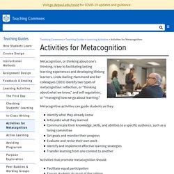 Activities for Metacognition