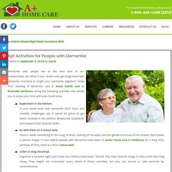 Apt Activities for People with Dementia