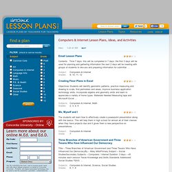 Computer & Internet Lesson Plans, Computer Ideas, & Internet Activities, Teacher Resources, educator, education resources, printables, worksheets, thematic units