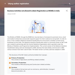 Business Activities not allowed to obtain Registration as MSMEs in India