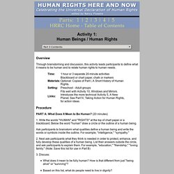 Activity 1: Human Beings/Human Rights