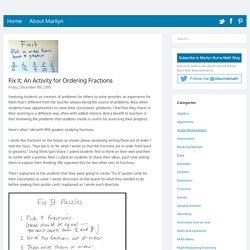 Fix It: An Activity for Ordering Fractions