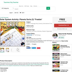 Solar System Activity: Planets Sorts (3) *Freebie* by Raise the Bar Reading