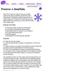 Teacher Pages - Activity: Preserve a Snowflake Forever