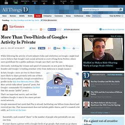 More Than Two-Thirds of Google+ Activity Is Private - Liz Gannes - Social