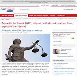 Actualité Juridique Loi Travail 2017 : réforme du Code du travail, contenu, explications et résumé