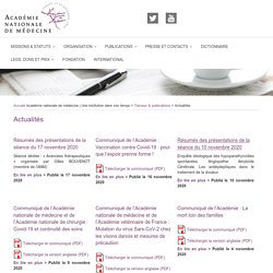 Actualités – Académie nationale de médecine