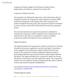 Acupuncture Market Insights: Growth Factors, Market Drivers, Segmentations, Key... — healthcare