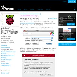 Adafruit's Raspberry Pi Lesson 7. Remote Control with VNC