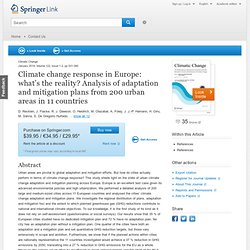 Climate change response in Europe: what’s the reality? Analysis of adaptation and mitigation plans from 200 urban areas in 11 countries