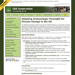 Adapting Archaeology: Foresight for Climate Change in the UK