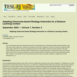 Adapting Classroom-based Strategy Instruction to a Distance Learning Context