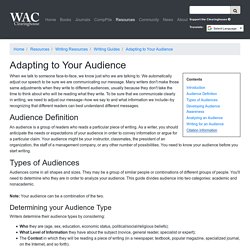 Adapting to Your Audience - The WAC Clearinghouse