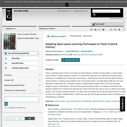 Adapting Open-space Learning Techniques to Teach Cultural Literacy : Open Cultural Studies