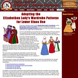 Adapting Patterns for Lower Classes - Margo Anderson's Historic Costume Patterns