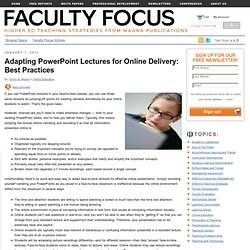 Adapting PowerPoint Lectures for Online Delivery: Best Practices