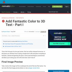 Add Fantastic Color to 3D Text - Part I