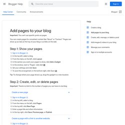 What Are Pages? - Blogger Help