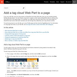 Add a tag cloud Web Part to a page