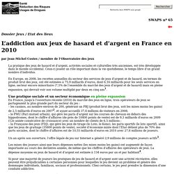 L’addiction aux jeux de hasard et d’argent en France en 2010