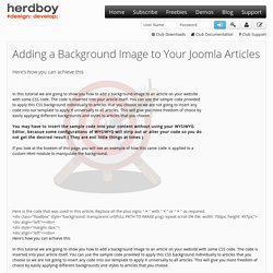 Adding a Background Image to Your Joomla Articles
