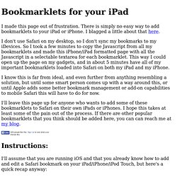 Adding Bookmarklets on iPad and iPhone
