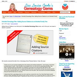 Adding Source Citations to an Inherited Family Tree
