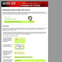EDTEC 470 - Adding Recordings to Your Page with Vocaroo