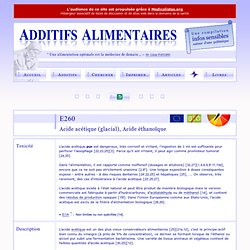Additif E260 Acide acétique