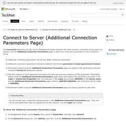 Connect to Server (Additional Connection Parameters Page)