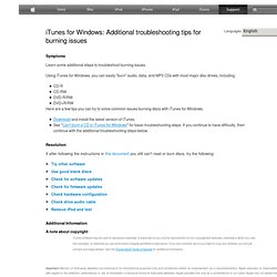 iTunes for Windows: Additional troubleshooting tips for burning issues