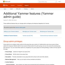 Additional Yammer features (Yammer admin guide) - Office 365