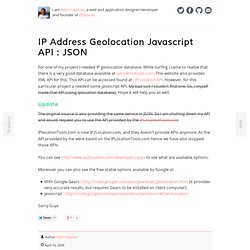 IP Address Geolocation Javascript API : JSON