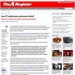Are IP addresses personal data?