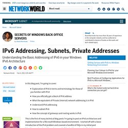 IPv6 Addressing, Subnets, Private Addresses