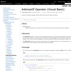 AddressOf Operator (Visual Basic)