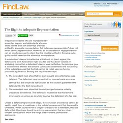 The Right to Adequate Representation