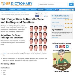 List of Adjectives to Describe Tone and Feelings and Emotions