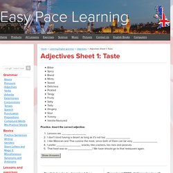 Adjectives Sheet 1: Taste