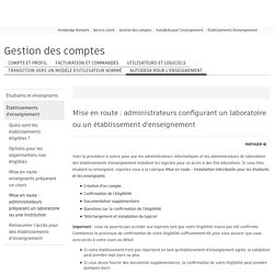 Mise en route : administrateurs configurant un laboratoire ou un établissement d'enseignement