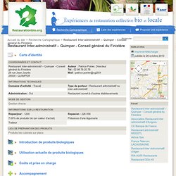 Restaurant Inter-administratif – Quimper - Conseil général du Finistère - Expériences de restauration collective bio et locale
