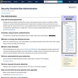 Security Checklist/Site Administration