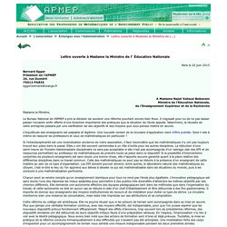 APMEP, Association des professeurs de mathématiques : lettre ouverte