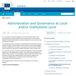 Spain:Administration and Governance at Local and/or Institutional Level