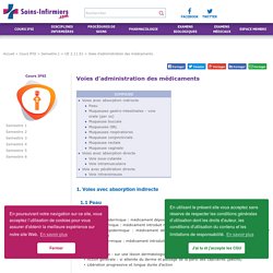 Cours IFSI - Voies d'administration des médicaments - UE 2.11.S1 - Pharmacologie et Thérapeutiques - Soins-Infirmiers.com