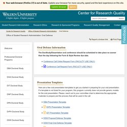 Oral Defense - Office of Student Research Administration - Academic Guides at Walden University