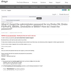 What if I forgot the administrator password for my Elite/B800i, Drobo FS/ProFS or B800fs? How do I reset the password?